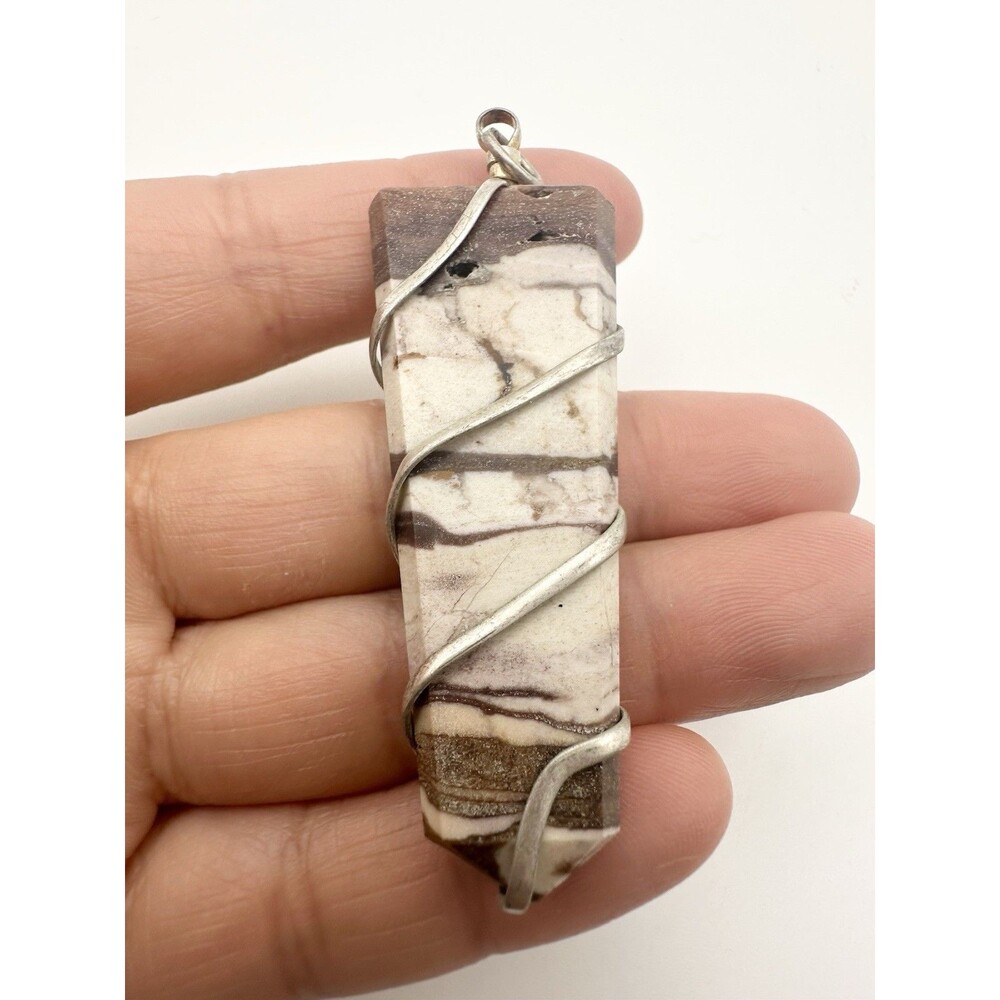 Handmade Zebra Jasper Pendant Silver Tone